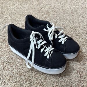 Black Sneakers with White Laces
